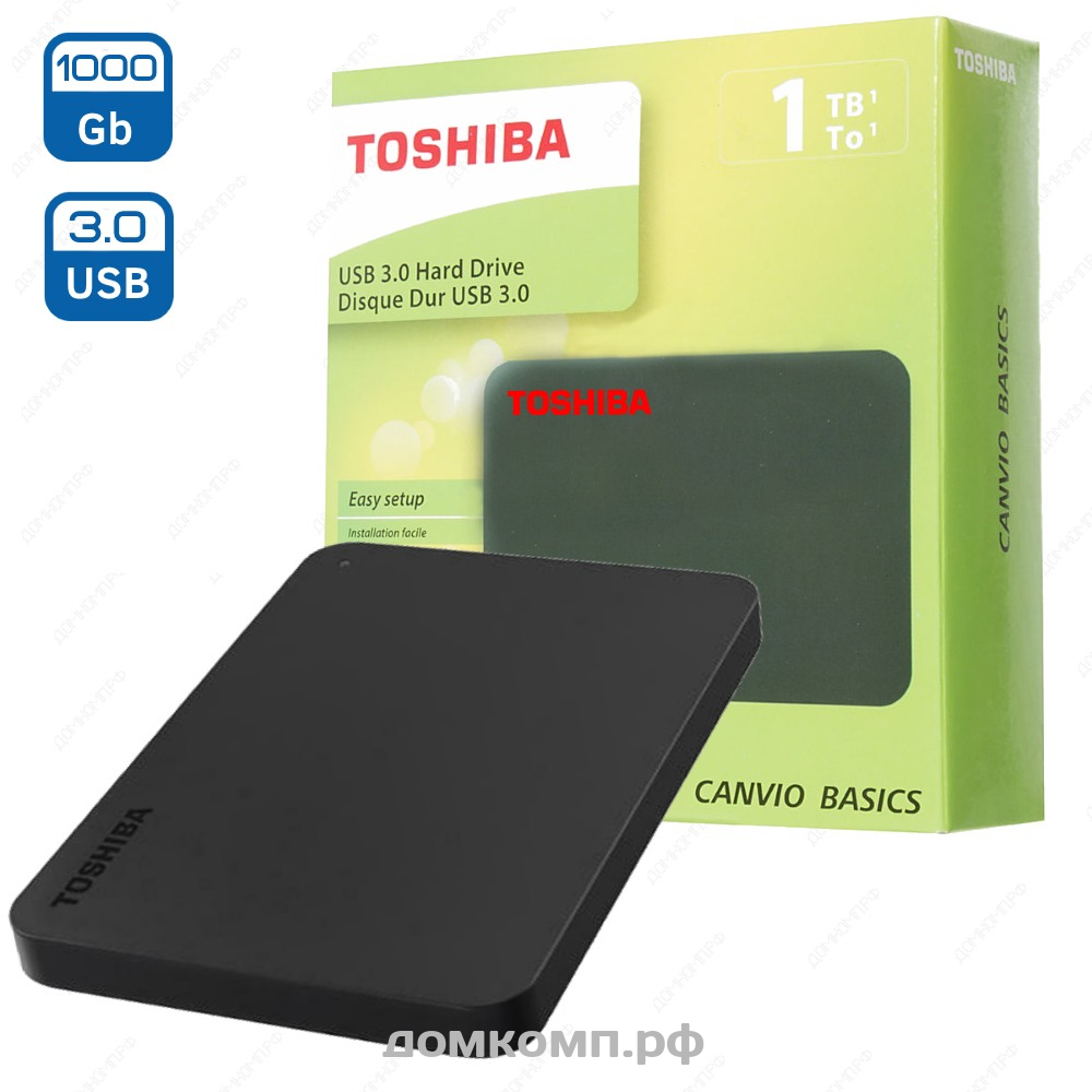 Надежный Внешний HDD 1 Тб Toshiba Canvio Basics HDTB410EK3AA для дома и  работы, хранения фото, видео и архивов. Купить недорого на домкомп.рф